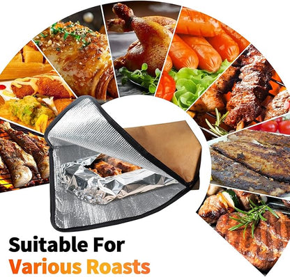 BBQ Blanket for Resting Meat: Insulated Smoker Blanket & Brisket Rest Bag, Reusable Meat Warmer for BBQ Compatible with Traeger & Pit Boss Smokers BBQ Gift for Dad Grillers (Tan)