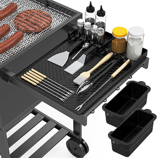 Griddle Accessories for Blackstone – Silicone Griddle Mat & Grease Cup Liners (2 Pack) – Fits 36” 28” 22” 17” Blackstone Griddles – BBQ Grilling Kits Set Gifts for Men (Black)