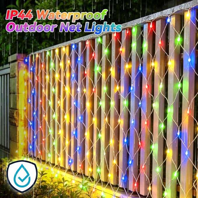 LitHome 10 x 10FT Gazebo Net Lights Outdoor, 200 LED Gazebo Lighting Waterproof, 8 Modes Connectable Net Lights with Timer, Multicolor Christmas Mesh Light Plug in for Bushes, Pergolas, Garden Decor