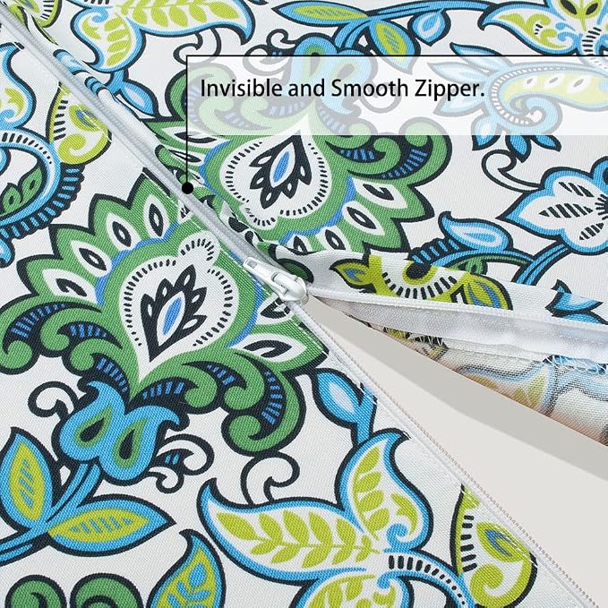 60"x84" Rectangle Tablecloth with Umbrella Hole and Zipper, Washable Waterproof Wrinkle Free Zippered Patio Table Cloths Table Covers for Spring, Party, Backyard, Picnic, BBQS (Botanical Blue Green)