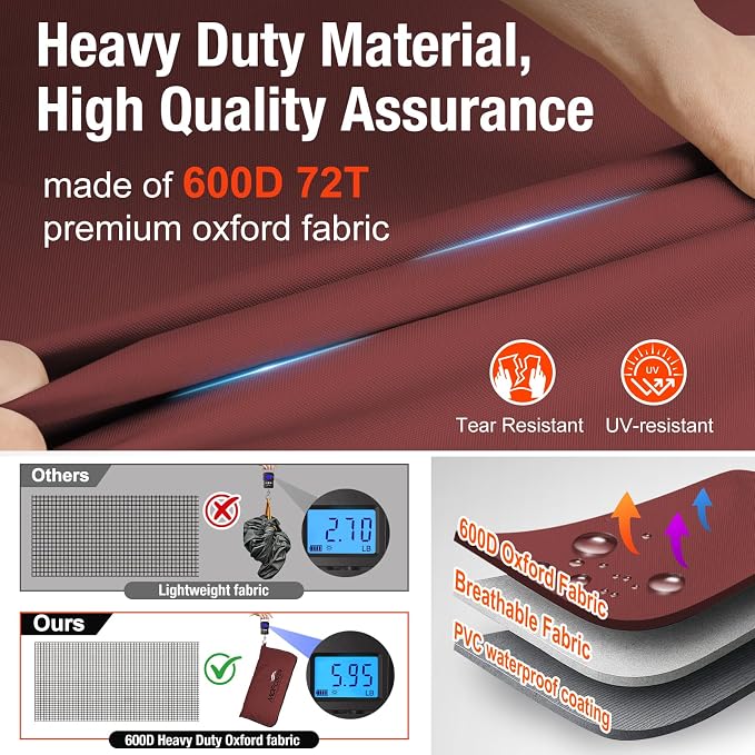 Exclusive Foldable 48 inch Grill Cover, 600D Heavy Duty Waterproof Outdoor BBQ Cover for 2-3 Burners Grill Weber Nexgrill CharBroil, Red