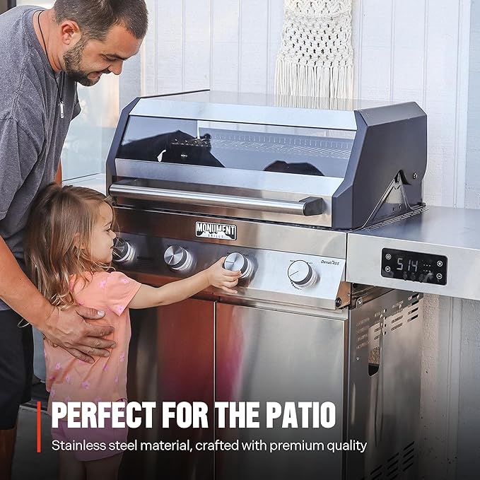 Monument Grills Denali Series, Denali 405 4-Burner Liquid Propane Gas Smart bbq Grill Stainless Steel with Rotisserie Kit(2 items)