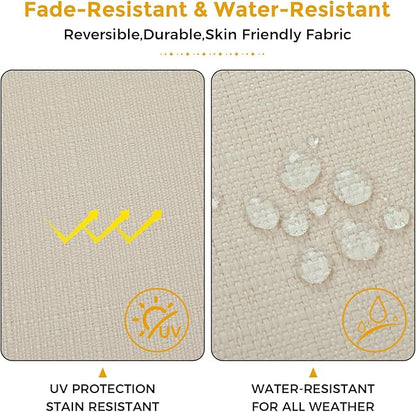 Outdoor Chair Cushions Set of 2,Patio Seat Cushion 17"x16"x2",U-Shaped Dining Chair Cushion 17 by 16 Inch,Water Resistant,Fade-Resistant Chair Pads for Kitchen Garden Furniture(Antique Beige)