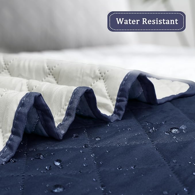 Easy-Going Reversible Couch Cover, Chair 30 in, Navy/Ivory | Machine Washable Slipcover For Dogs, Water Resistant Furniture Mat For Living Room, Non-Slip Sofa Cover, Pet Friendly