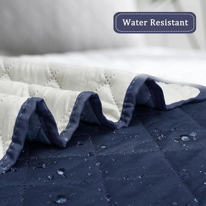 Easy-Going Reversible Couch Cover, Chair 30 in, Navy/Ivory | Machine Washable Slipcover For Dogs, Water Resistant Furniture Mat For Living Room, Non-Slip Sofa Cover, Pet Friendly