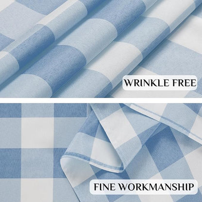 Softalker Gingham Checkered Tablecloth Rectangle - Outdoor Waterproof Buffalo Plaid Table Cloth, Stain Resistant Washable Table Cover for Picnic, Camping, Dining - Light Blue and White, 60 x 84 Inch