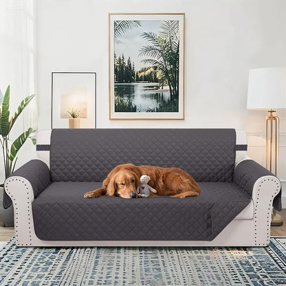 Reversible Couch Cover for 3 Cushion, Sofa, Dark Grey | Couch Cover for Sofa, Pet Friendly Water Repellent Couch Sofa Cover, Washable Furniture Protector with Elastic Straps