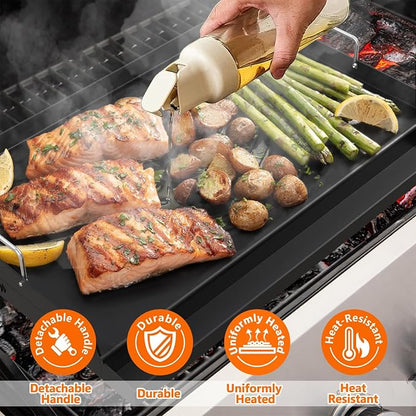 COZEER Cast Iron Griddle 17＂×13＂,Nonstick Griddle for Gas Grill with Groove | Universal, Muti-Purpose, Pre-Seasoned, Upgrated, for Camping, Tailgating, Paties