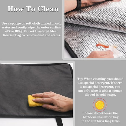 BBQ Blanket for Resting Meat, Reusable Reat Insulated Resting Bag, Smoker Meat Resting Blanket, Insulated Brisket Resting Blanket with Wide Mouth Perfect for Gifting, (21 in Black)