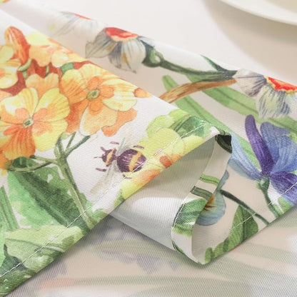 SASTYBALE Spring Summer Floral Tablecloth 60 x 84 Inch Rectangular, Wildflowers & Butterfly Pattern, Washable Wrinkle-Resistant Table Cover for Party, Picnic, Dinner & Home Decor