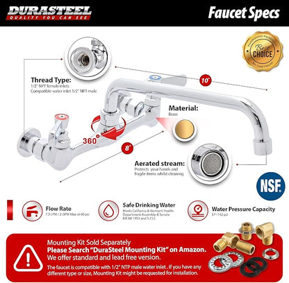 DuraSteel 304 Commercial Stainless Steel Utility Sink - 24 Inch Tub Freestanding Prep Kitchen Sink w/ Faucet - NSF Hand Wash Station for Kitchen Sinks, Outdoor, Laundry Room, Garage Small Kitchenette