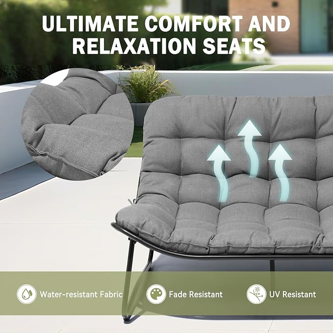 Crestlive Products Outdoor Couch，Patio Loveseat with Soft Cushions All Weather Patio Furniture for Porch/Balcony/Yard (2PC Dark Gray)