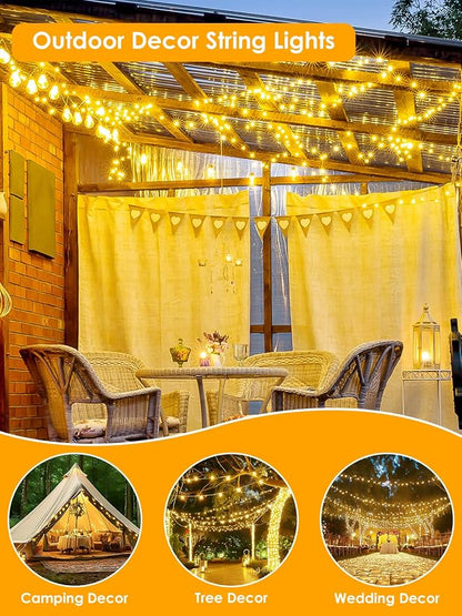 66FT 200 LED Fairy Lights Plug in, 8 Modes Twinkle Lights Warm White | Waterproof String Lights Outdoor Indoor, Memory, Timer, Copper Wire, Christmas Lights for Bedroom Garden Party Holiday Decor