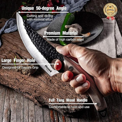Huusk Viking Knives, Japanese Style Meat Cleaver Knives, Forged Boning Knife with Sheath, High Carbon Steel Chef Knives for Kitchen, Camping or BBQ Thanksgiving Christmas Gifts