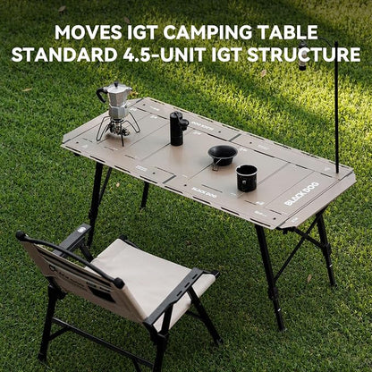 BLACKDOG 4.5U IGT Camping Table, Folding Portable Camp Table, Adjustable Height Aluminum Portable Table with Carry Bag for Outdoor, Pictic, Patio and Backyard 48.8" L x 22.8" W, Desert Sand