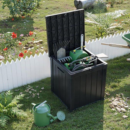 Waterproof Outdoor Storage Box, 50 Gallon Lockable Deck Box, UV-Resistant Outside Storage Bin With Hydraulic Lid For Patio Furniture, Cushion Organizer, Garden Tools, Pool Accessories, Black