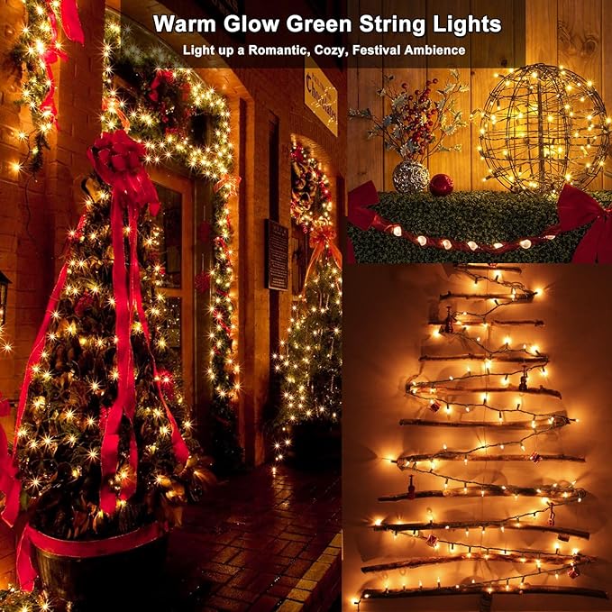 BrizLabs Clear Christmas Lights Outdoor 300 Count Incandescent Light String | Warm White; Connectable; 69.6ft Green Wire; UL Certified; Mini Xmas Tree Light Indoor Outside Christmas Holiday Party Decor