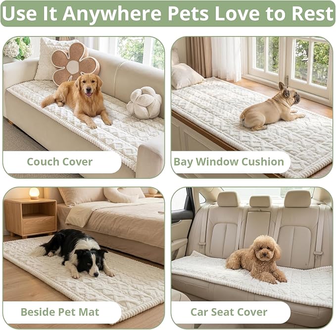 OstepDecor Couch Cover for Dogs, Washable Non Slip Sofa Cover for Pets | Soft Couch Covers for Sofa, Loveseat and Sectional, Furniture Protector Against Pet Hair & Dirt (27.6" x 59", Cream)