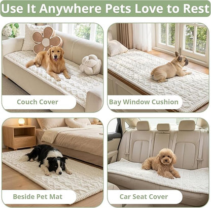OstepDecor Couch Cover for Dogs, Washable Non Slip Sofa Cover for Pets | Soft Couch Covers for Sofa, Loveseat and Sectional, Furniture Protector Against Pet Hair & Dirt (27.6" x 59", Cream)