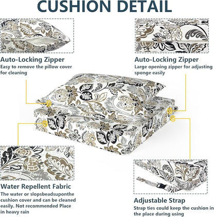 DYTXIII Outdoor Deep Seat Cushion Set, Water Repellent 22"x22" Patio Thick Cushions Replacement with Seat & Back Pillow for Patio Sofa, Wicker Chair, Couch - Dailey Tan