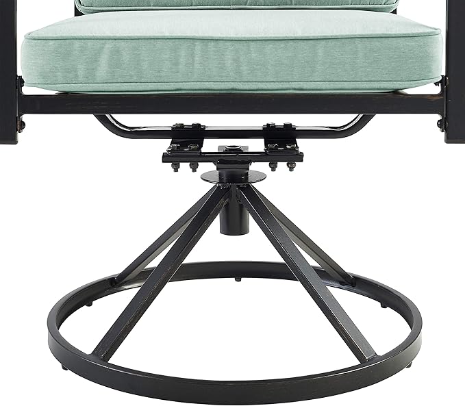 Crosley Furniture Kaplan 2-Piece Swivel Outdoor Chair Set, Dining Patio Chairs for Deck, Backyard, Oiled Bronze with Mist Cushions