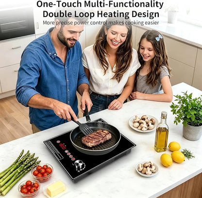 Single Burner Electric Cooktop, 1800W Electric Stove Top，portable cooktop with LED Touch Control,10Power Levels, 4H Timer, Safety Lock, single burner cooktop Overheat protection