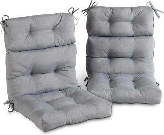 Greendale Home Fashions Outdoor 44x22-inch High Back Chair Cushions (Set of 2), Cement