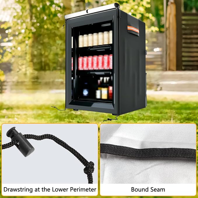 EVRBUL Upright Mini Freezers Cover,Outdoor Refrigerator Black Cover, Beverage Beer Refrigerator Protection Compatible with most 3.0 Cubic Compact Mini Freezer (22''Lx23.2''Wx34.2''H)