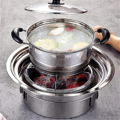 Foldable and Portable Outdoor Charcoal Grills Stainless Steel Barbecue Grill Round Portable For Camping Heat Resistant(40cm)