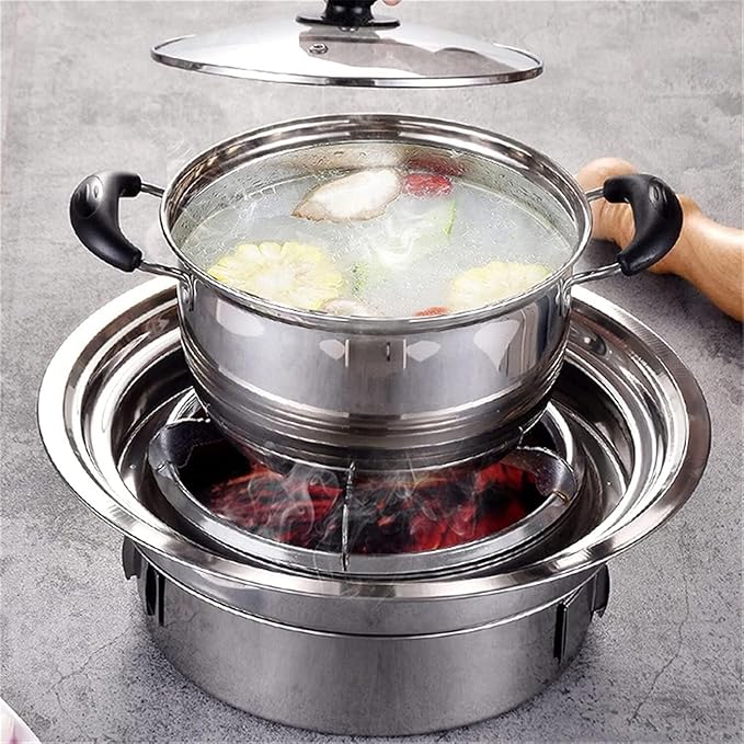 Camping Barbecue Grill Outdoor Charcoal Grills Stainless Steel Charcoal Barbecue Grill Round Portable Grill for Camping Barbecue Charcoal Grill(35cm)