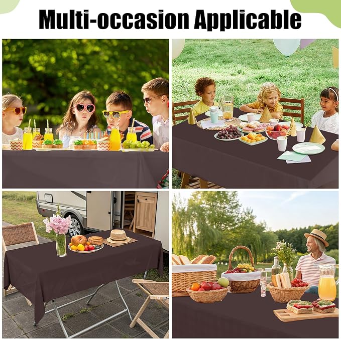 Smiry Disposable Table Cloth 3 Pack, 84 Inch Round Waterproof Plastic Tablecloth, Decorative Round Table Covers for Party, Birthday, Picnic, Coffee