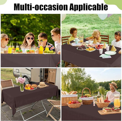 Smiry Disposable Table Cloth 3 Pack, 54 x 108 Inch Waterproof Plastic Tablecloth, Decorative Rectangle Table Covers for Party, Birthday, Picnic, Coffee