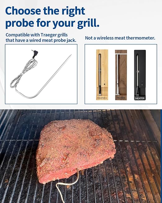 7.1" Meat Probe Replacement for Traeger Woodridge Series, 3.5mm Plug & Play | Wired Meat Probe Accessories for Traeger Grills – Compatible with Ironwood 650, 885 and Pro 22, 34, 575, 780