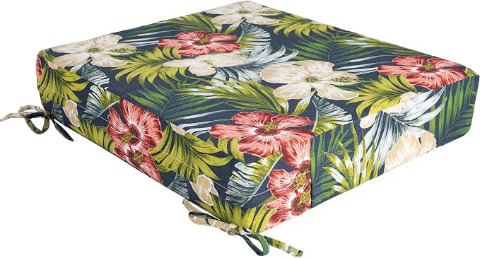 Magpie Fabrics Indoor Outdoor Cushion Cover Replacement 2 Pack, NO Insert! Water Repellent Slipcover with Ties Decor for Patio Garden Chair Sofa Bench Wicker(Midnight Floral, 24x22x4 Inch)