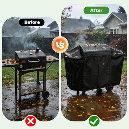 44 Inch Grill Cover for Charcoal Grills with Two Side Tables, Outdoor Waterproof Cover for Master Cook/DNKMOR/Kendane BBQ Charcoal Grill, Weather Protection Accessory- 44x20x40 in