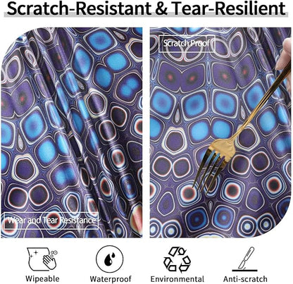 opstellen Fitted Vinyl Round Tablecloth for 36-44" Table Boho Waterproof Reusable Summer Fall Tableclothes Campers Inside Outdoors Supplies Dining Room Kitchen Needs White Elephant Gifts