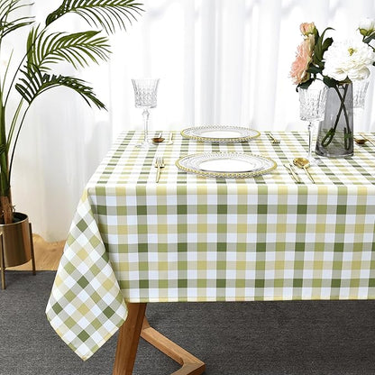 Waterproof Plaid Tablecloth Fabric - Square 58x58 Inch Classic Gingham Checker Table Cloth for Indoor/Outdoor Use - Buffalo Table Cover for Picnics, BBQs, and Parties