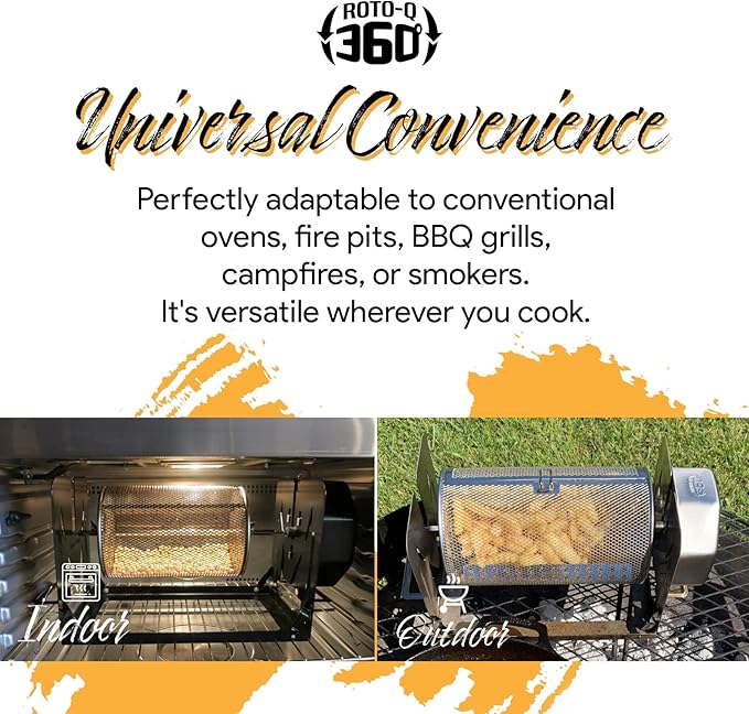 ROTO-Q 360 Rotisserie Tumble Basket: Elevate Your Grilling Game! Perfect for Chicken Wings, Coffee Beans, and More (Compatible Only with ROTOQ360 Rotisserie) | Tumble basket fits only the ROTO-Q 360 rotisserie and holds wings, coffee beans and other sm...