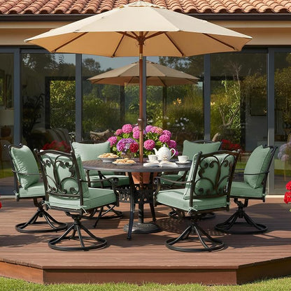 Summsun Outdoor Cushions for Patio Furniture, Faux Linen Water Resistant Backrest and Deep Seat Cushion Set with Removable Cover, Ties, Non-Slip Bottom, 22 x 22 Inch, Sage Green, Set of 4