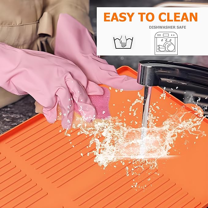 Silicone Grill Tools Mat for Blackstone Side Shelves (22–28″) – Heat-Resistant Utensil Organizer with Drip Pad, 8 Slots, Easy-Clean Prep & Counter Protection