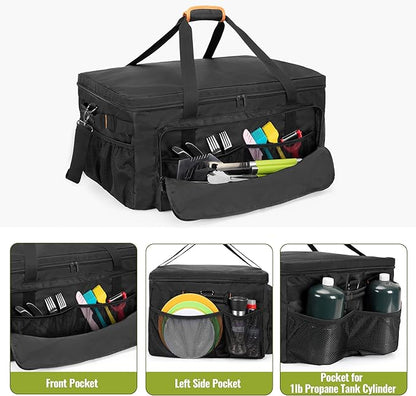 HODRANT Grill Carry Case Compatible with Char-Broil Grill2Go X200 Portable Propane Gas Grill, 1-Burner Grill Cover Bag with Multi Storage Pockets for Outdoor Grill Tools & Accessories, Only Bag
