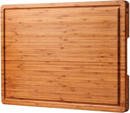 Allsum Extra Large Carbonized Bamboo Wood Cutting Boards for Kitchen, Huge Chopping Board with Juice Grooves & Handles Resisting to Warping and Cracking, Huge Charcuterie Boards, 24"L x 18"W