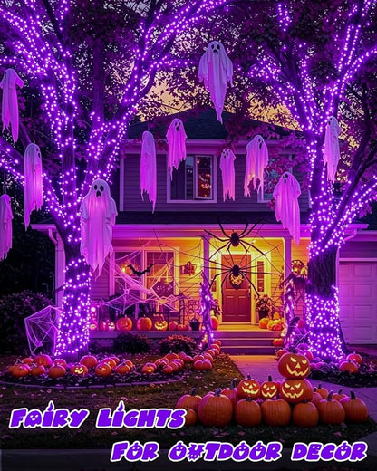 4 Pack 60 LED Fairy Lights Battery Operated with Timer 20FT Halloween Light | Purple, Cuttable Copper Wire, Waterproof Battery String Lights for Indoor Outdoor, Bedroom, Home, DIY, Halloween Decorations