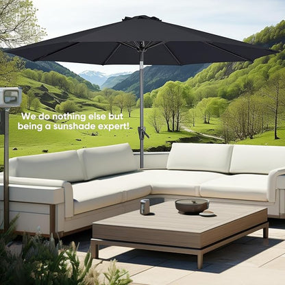 Tempera Patio Market Outdoor Table Umbrella with Push Button Tilt and Crank, Large Sun Umbrella with Sturdy Pole & Fade Resistant Canopy, Easy to Set