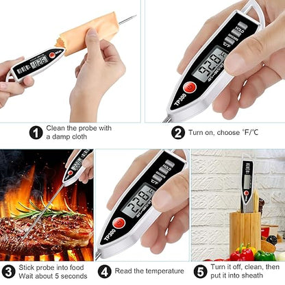 Meat Food Thermometer, Digital Candy Cooking Thermometer, Kitchen Cooking Thermometer Instant Read for BBQ Grill, Oil, Milk, Bath Water, Deep Fry, Candle Temperature