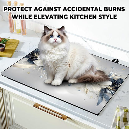 Stove Top Cover Retro Flower Gas Stove Top Cover for Home Decoration Kitchen Pad Non-Stick Washable Cooktop Covers Countertop Protector Keep Stove Clean 28"x20" (Flower)