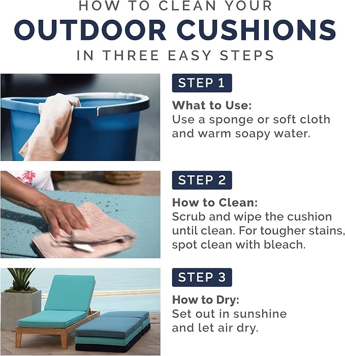 Arden Outdoor Chaise Cushion, 21 in x 72 in, Weather-Proof, Rain-Proof, Fade Resistant Patio Cushion for Chaise Lounger Sapphire Blue Leala | Lounge Cushion, Weather-Proof, Rain-Proof, Fade Resistant for Chaise Lounger, Mold and Mildew Resistant