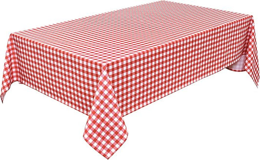 Classic Gingham Tablecloth Fabric - Oblong 58x120 Water Resistant Chequered Pattern Table Cloth for Indoor/Outdoor Use - Tabletop Cover for Birthday, Picnics, Gardens, and Parties