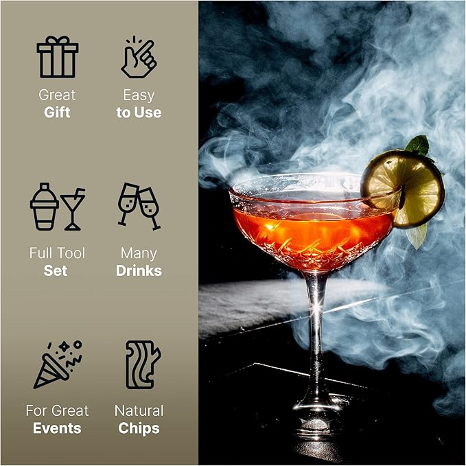 Cocktail Smoker Wood Chips by Barhance - Oak, Pecan, Cherry, Apple Wood Chips for Smoking Cocktail - Smoking Chips for Whiskey, Bourbon, Cocktails - Wood Chip for Smoker - Gift for Bartenders