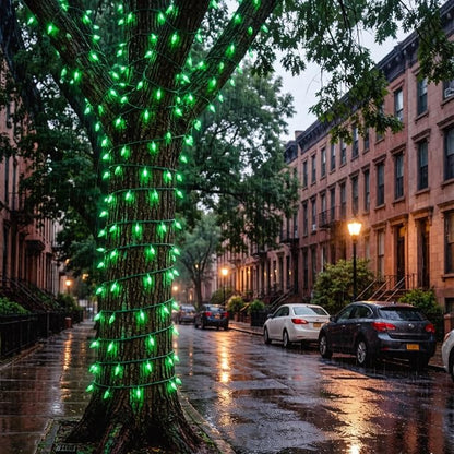 100 LED Green Christmas Lights, UL Certified and Commercial Decorative Lighting String 35 Ft Green Wire, for Indoor Outdoor Christmas Trees, Patio, Trees.